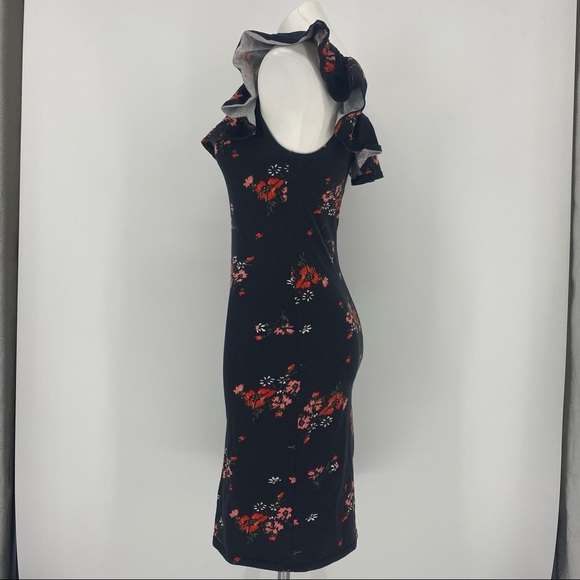 Rebecca Taylor Black Mini Ruffle Bodycon Dress S - Picture 4 of 10